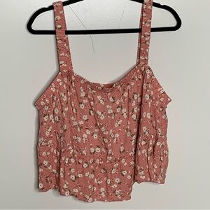 Torrid Lovesick Pink Cream Floral Top Sleeveless Flowy Crop Top 2X